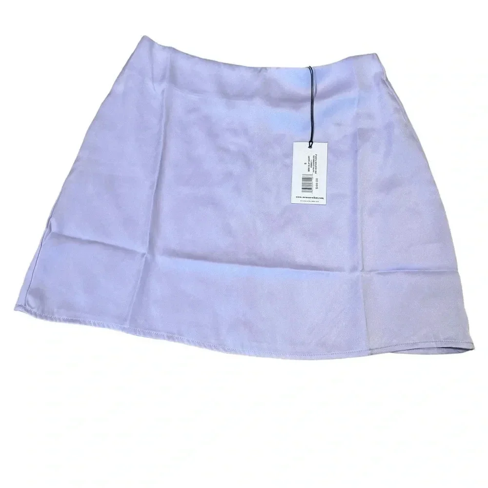 💜 WeWoreWhat Heather Purple Satin Mini Skirt 💫‎ NWT Size S Slip Style 💕